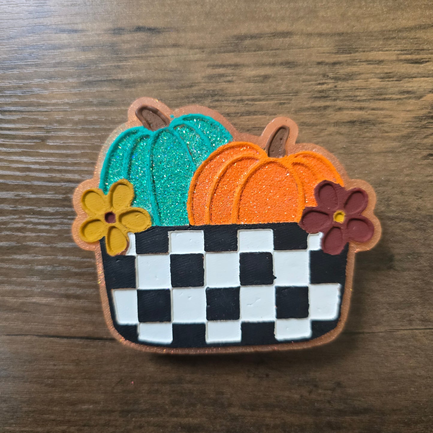 Checkered Pumpkins Car Freshie